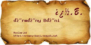 Örmény Béni névjegykártya